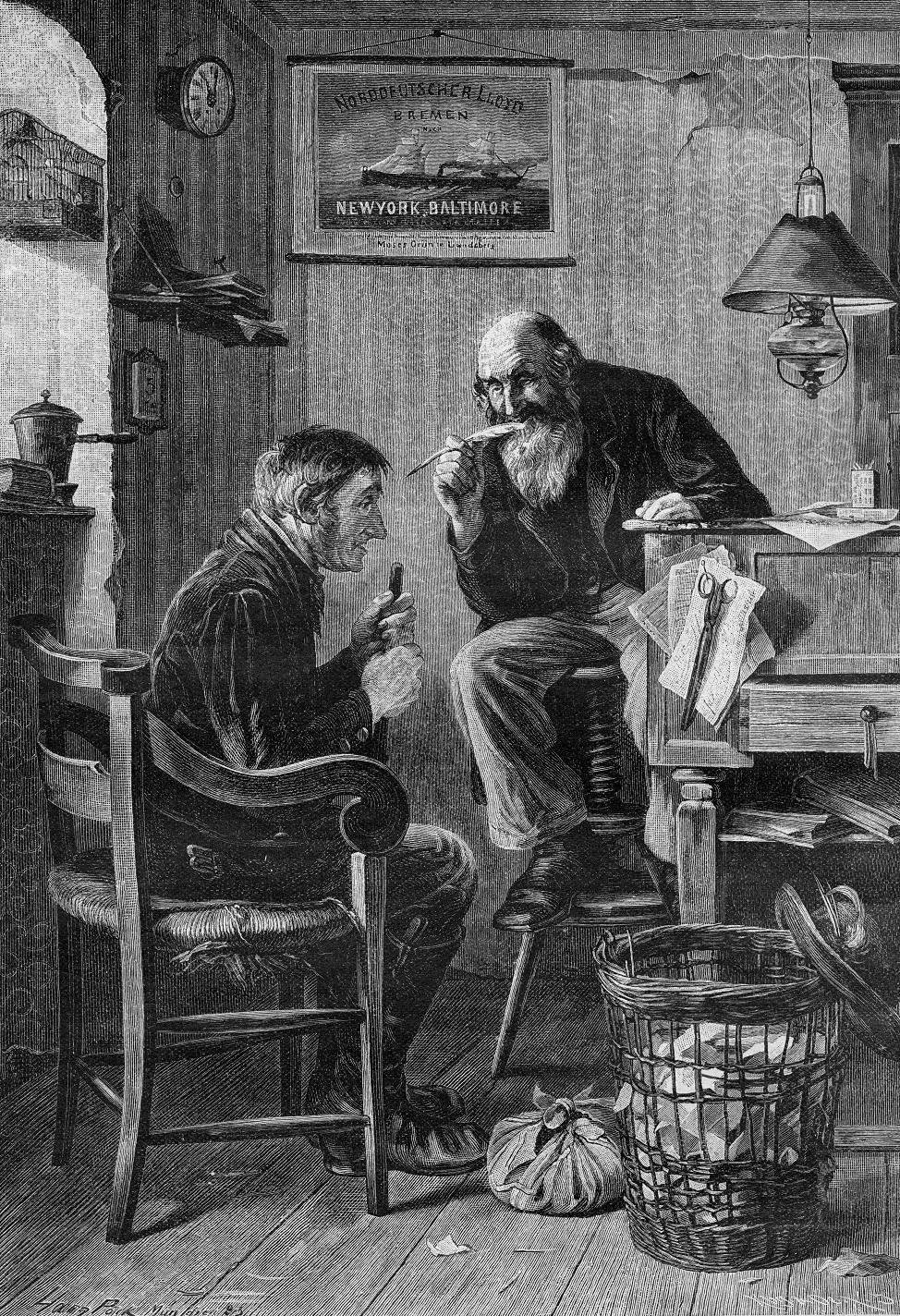 Emigrant with an agent 1883